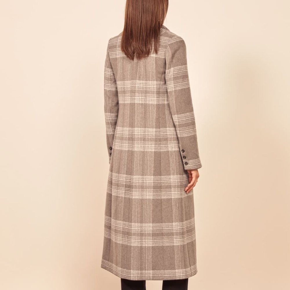 Reformation York Coat in Brown Check - Picture 4 of 6